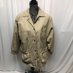 Freddi-Gail Water Repellent Jacket Womens 5-6 Beige Drawstring Pockets Full Zip